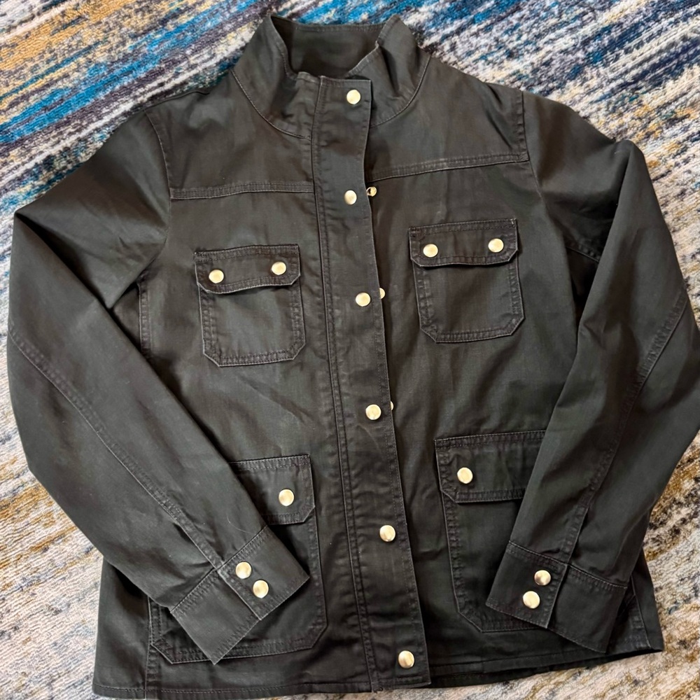 J. Crew Olive Green Jacket with Gold Accents